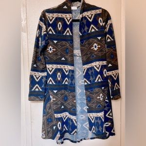 CHRIS & CAROL Southwestern Geometric Design Open Front Cardigan